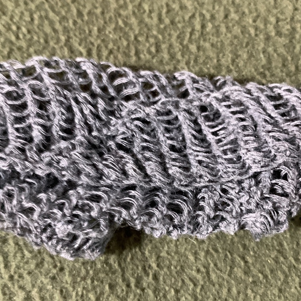 Coldwater Creek light scarf .Gray/green striped. Gray open weave infinity scarf. - Picture 9 of 9
